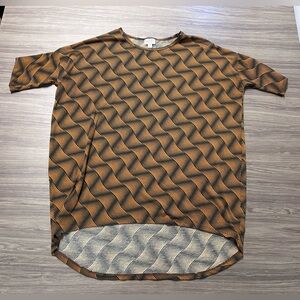 Lularoe Irma Black and Burnt Orange Tunic Top Size Small